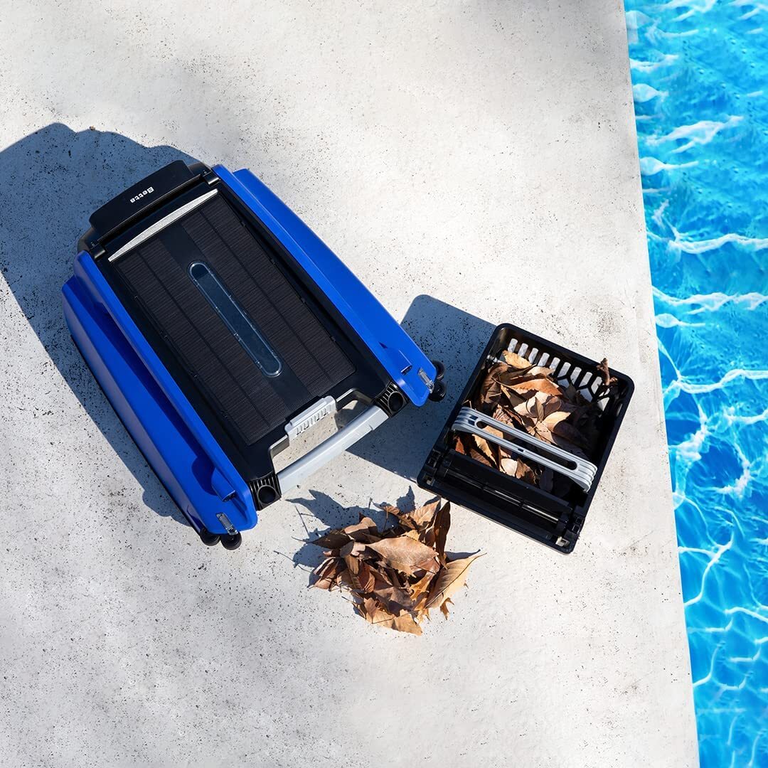 Blue Solar Powered Automatic Robotic Pool Skimmer with Enhanced Core Durability