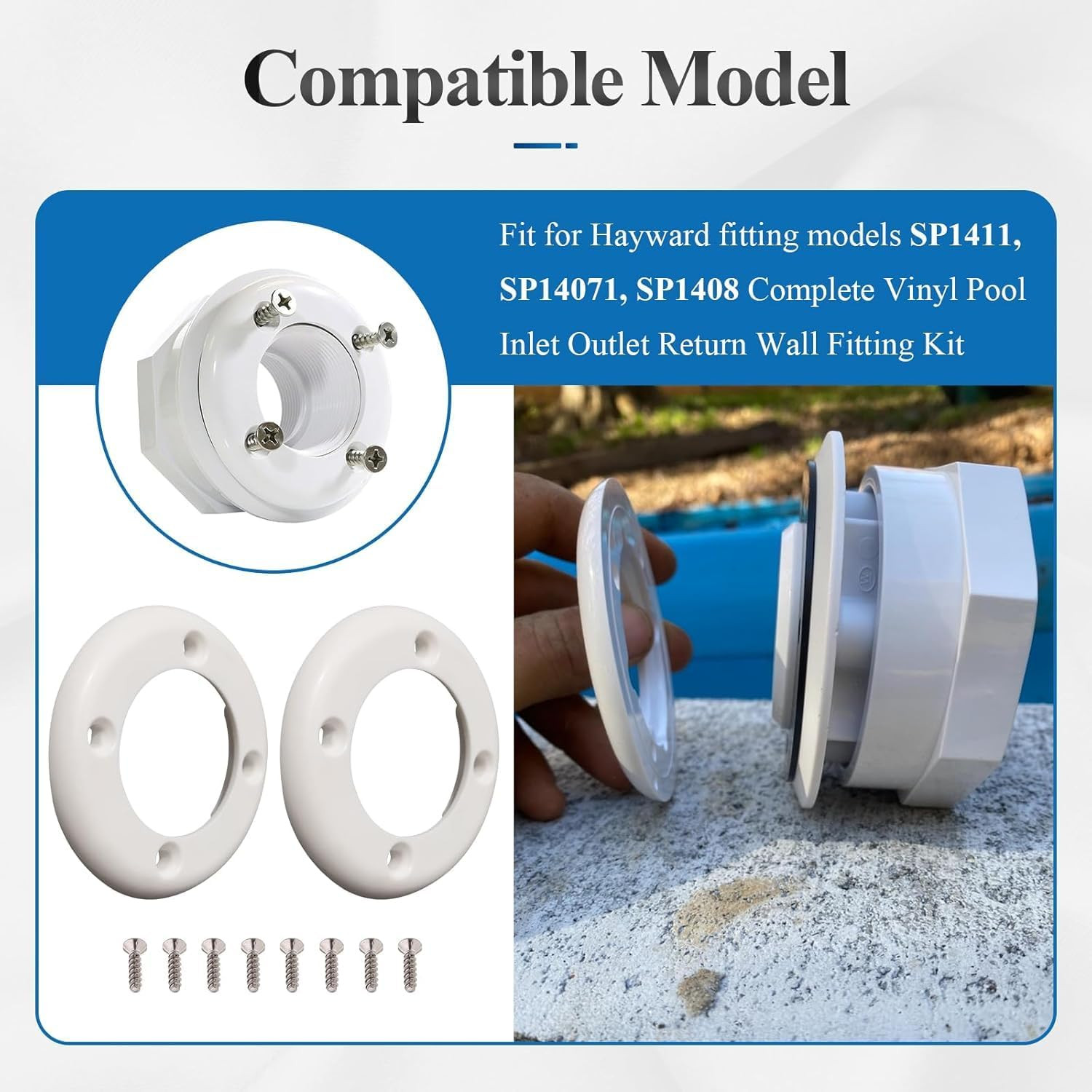 4 Pcs SPX1408B Vinyl Swimming Pool Return Faceplates Fits Hayward Pool Kit | Inl