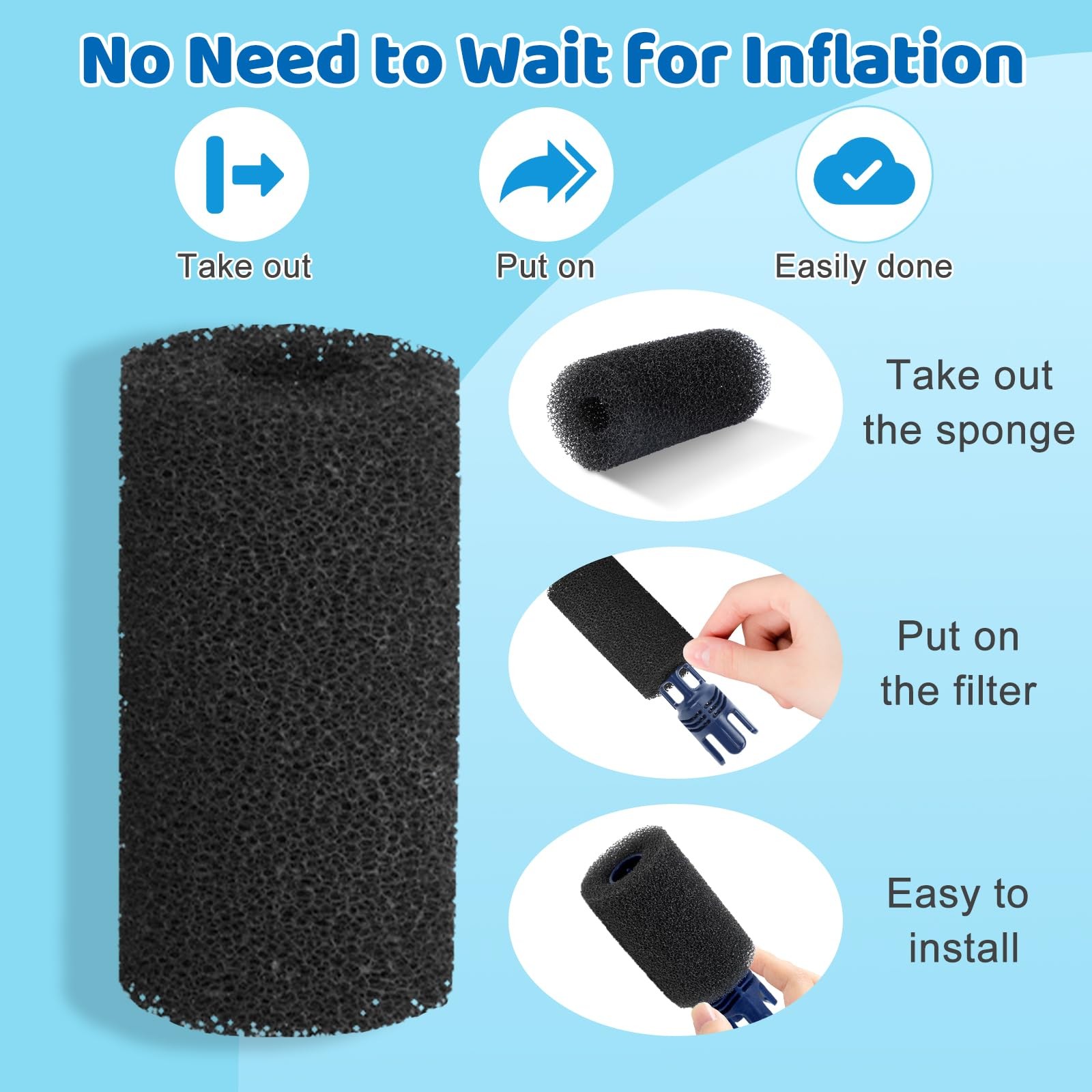 30PCS Sweep Hose Tail Scrubber Black Sponges Pool Cleaner Part Hose Tail Foam…