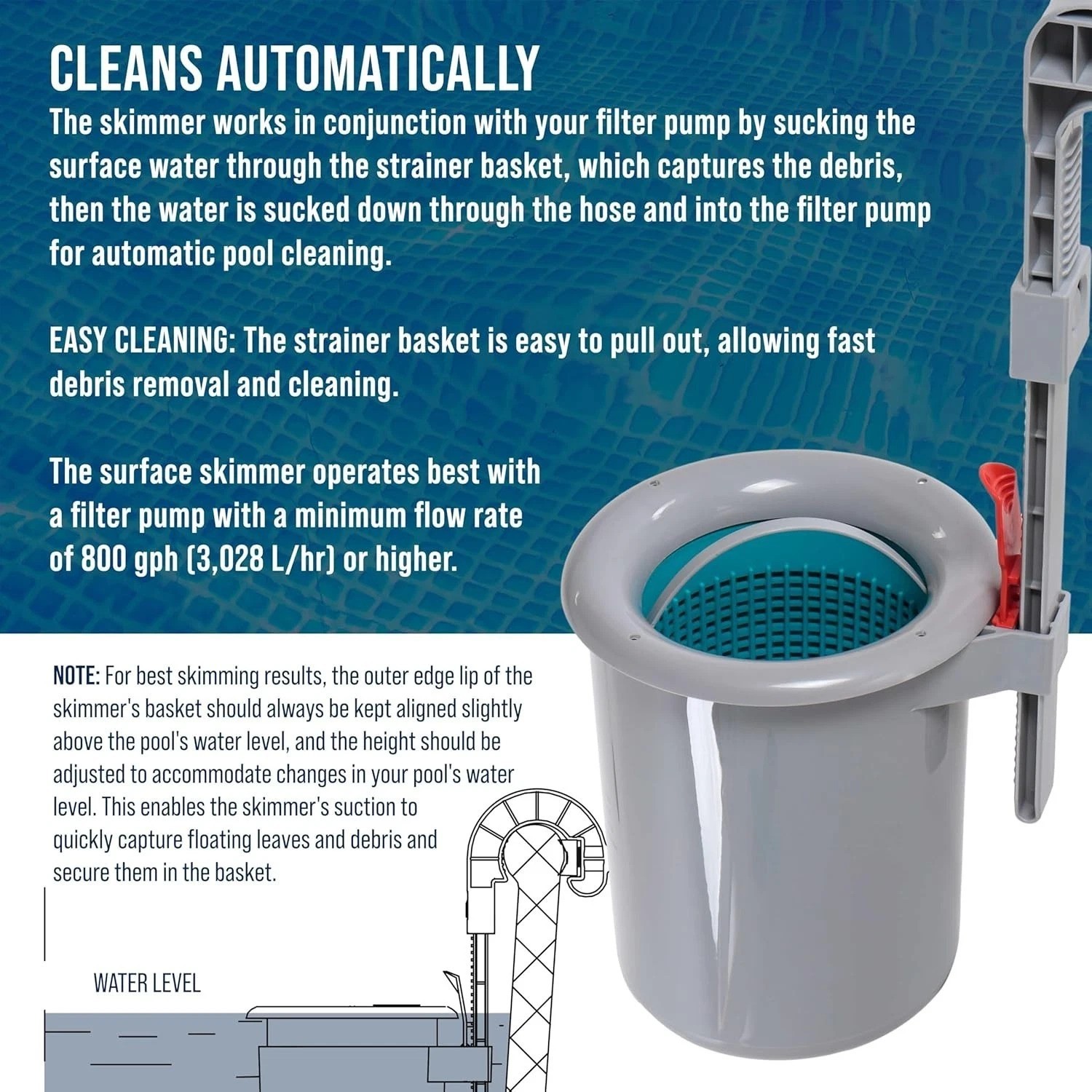 Automatic Above Ground Pool Skimmer – Lightweight, Efficient, and Portable