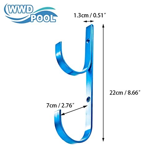 Swimming Pool Aluminum Pole Hanger Set, Blue, 2-Pack (4 Hooks), for 2PK-Blue