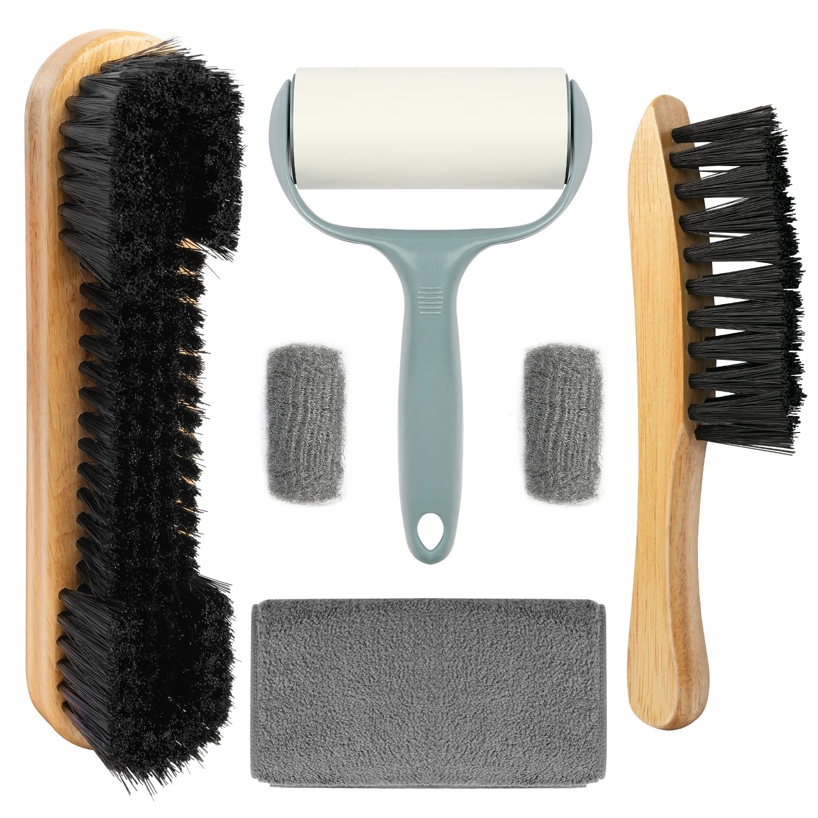 Billiard Pool Table Brush Set – 5 Piece Felt Cleaner, Wooden Brushes & Lint Roll