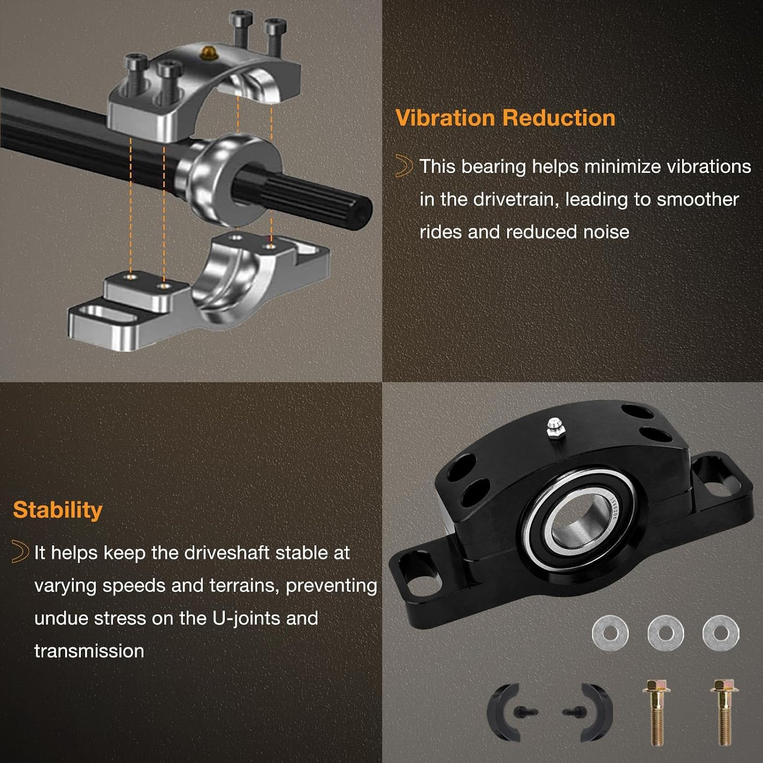 Driveshaft Carrier Bearing Kit Compatible with Polaris RZR S/S4/XP/900/1000 Heav