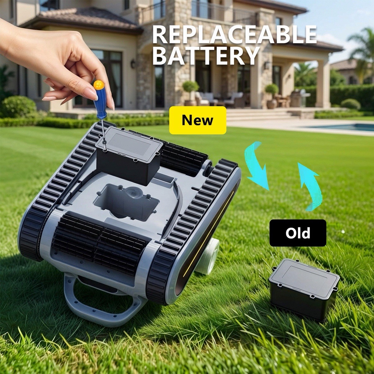 2025-Seauto Crab Cordless Robotic Pool Vacuum, Wall-Climbing, Auto Pool Cleaner