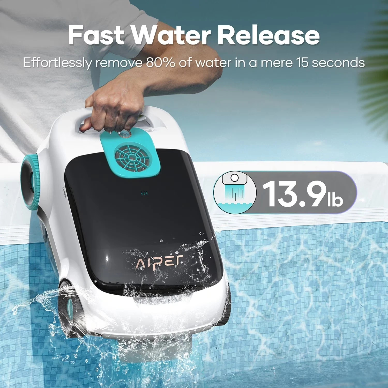 Aiper Scuba L1 Cordless Above-Ground Pool Vacuum with Extra Brush, Filters & Bas