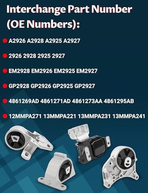 Automotive Engine Mounts Kit OE Replacement for Town & A2928 A2926 A2925 A2927