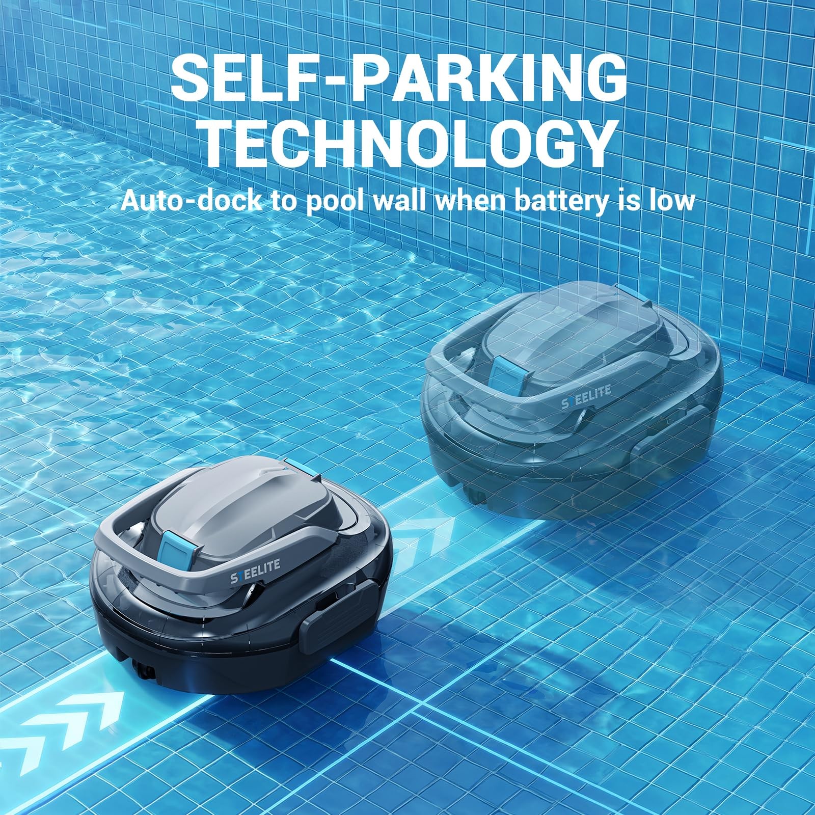 Robotic Pool Cleaner S7, Cordless Pool Vacuum for Above Ground Pool, Automatic P