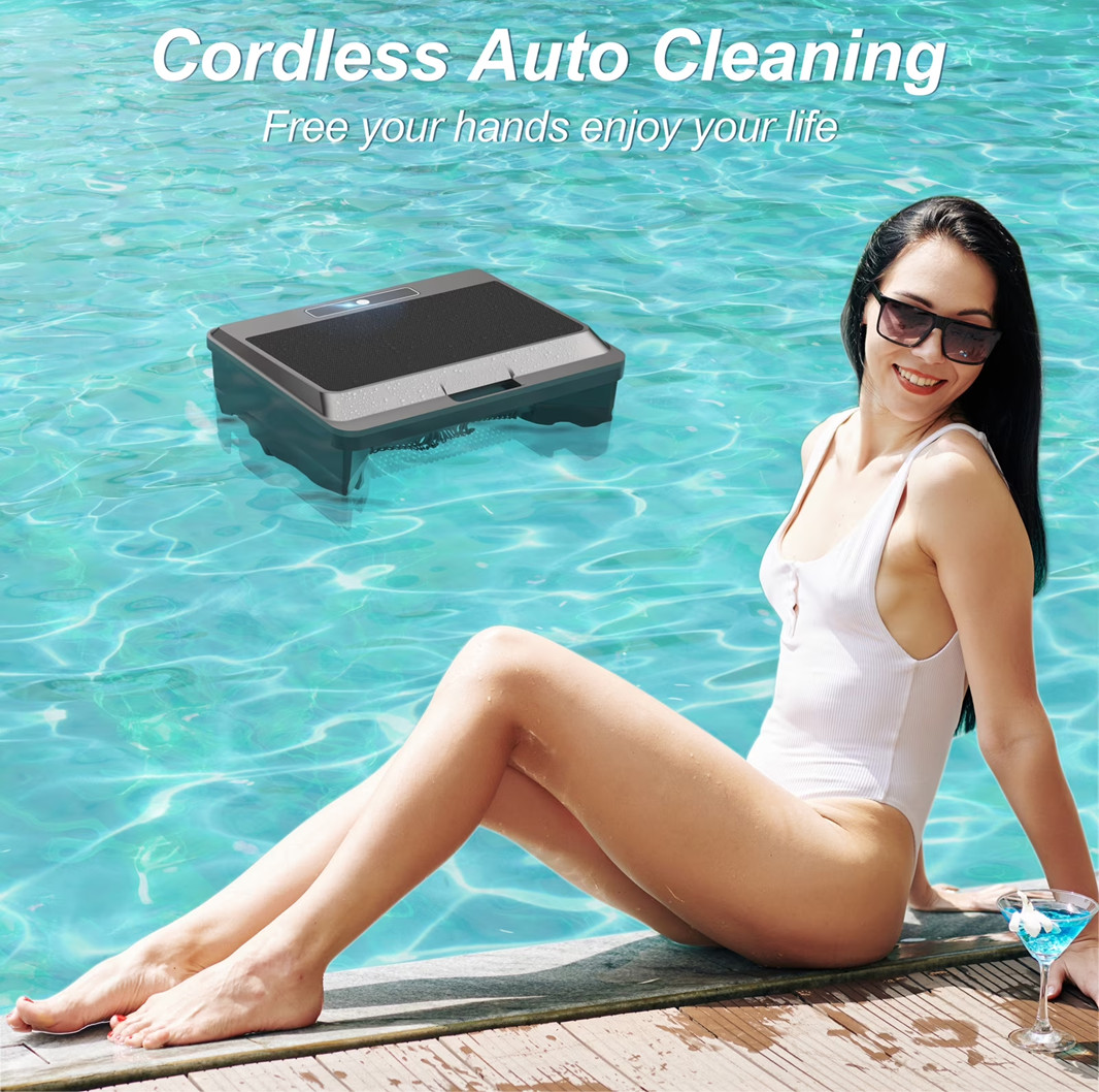 YOMA Y90 Solar Powered Robotic Pool Skimmer, Dual Cleaning Modes, Smart Obstacle