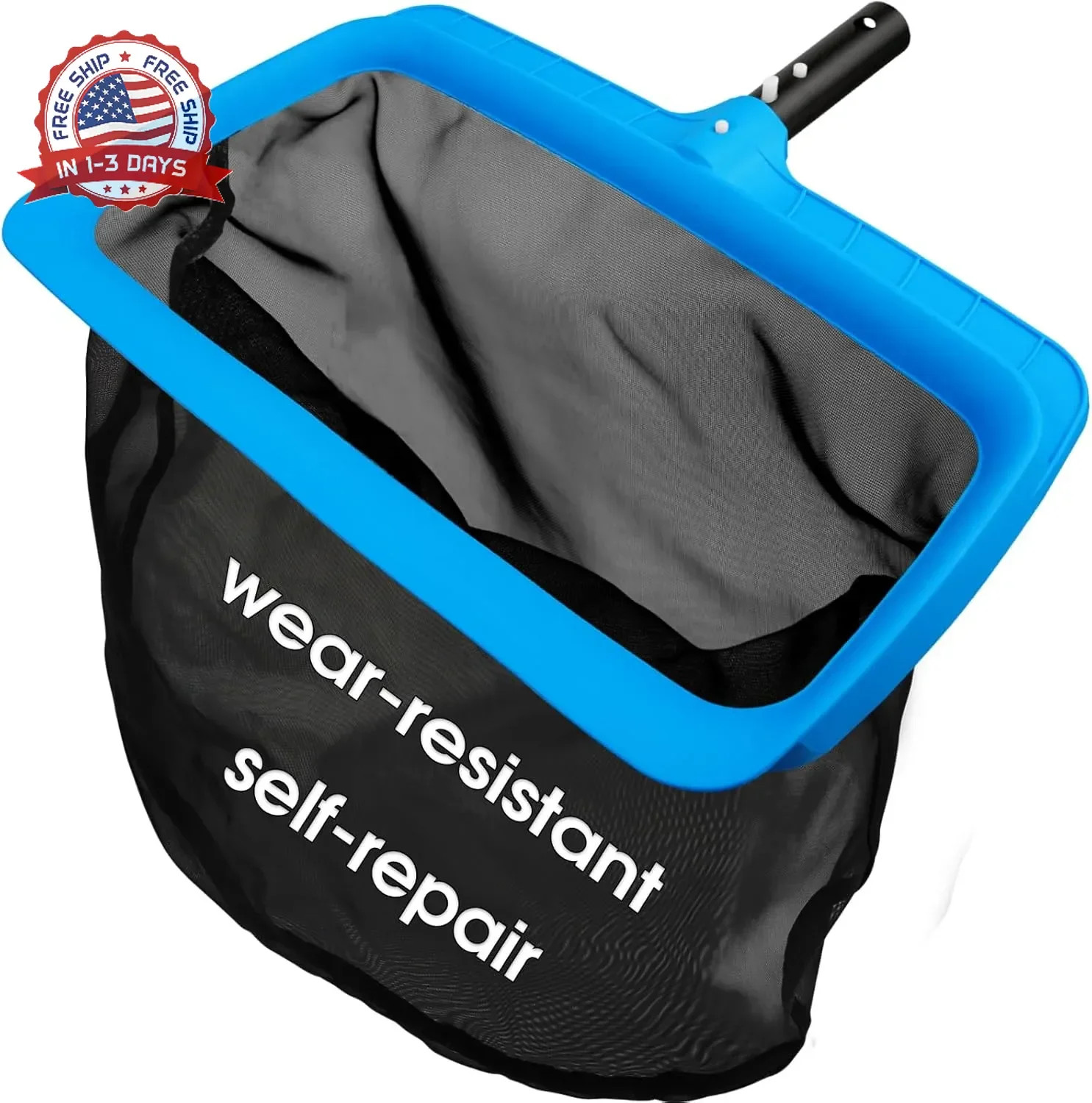 TidyMister Pool Skimmer Net with Self-Repair Fine Nylon Mesh Bag, Pool Leaf Rake