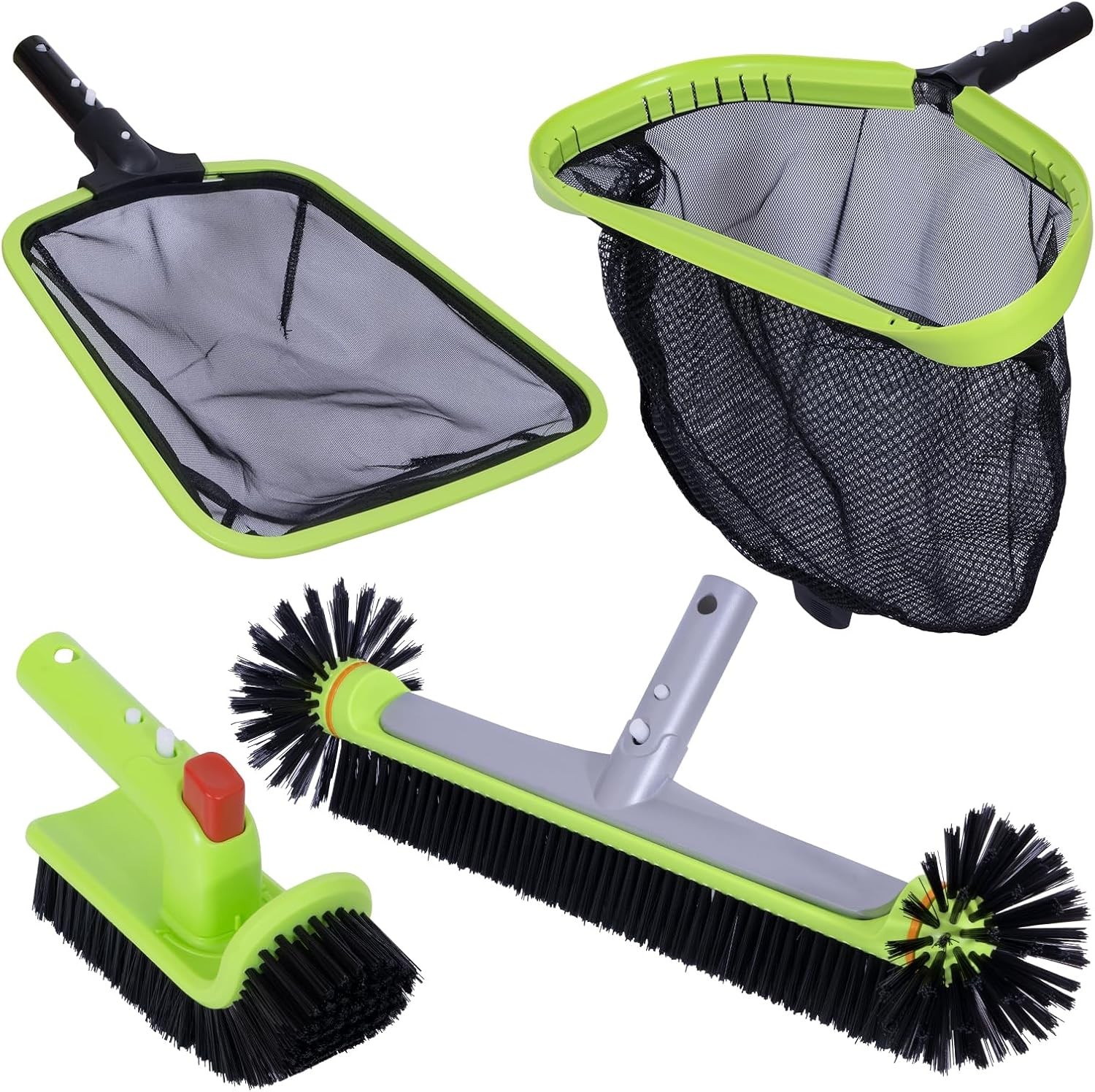All-in-One Pool Cleaning Kit | Skimmer Net + Scrub Brush for Leaves & Debris