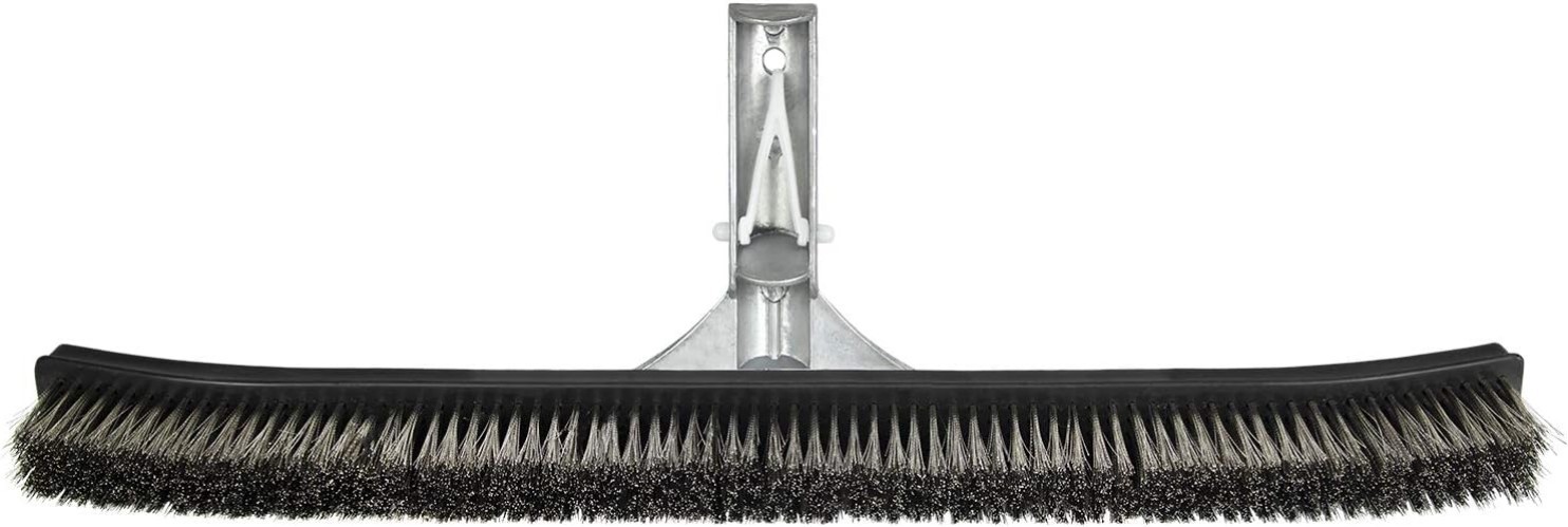 18-Inch Stainless Steel Pool Algae Brush, Heavy-Duty Aluminum Back, for Gunit…
