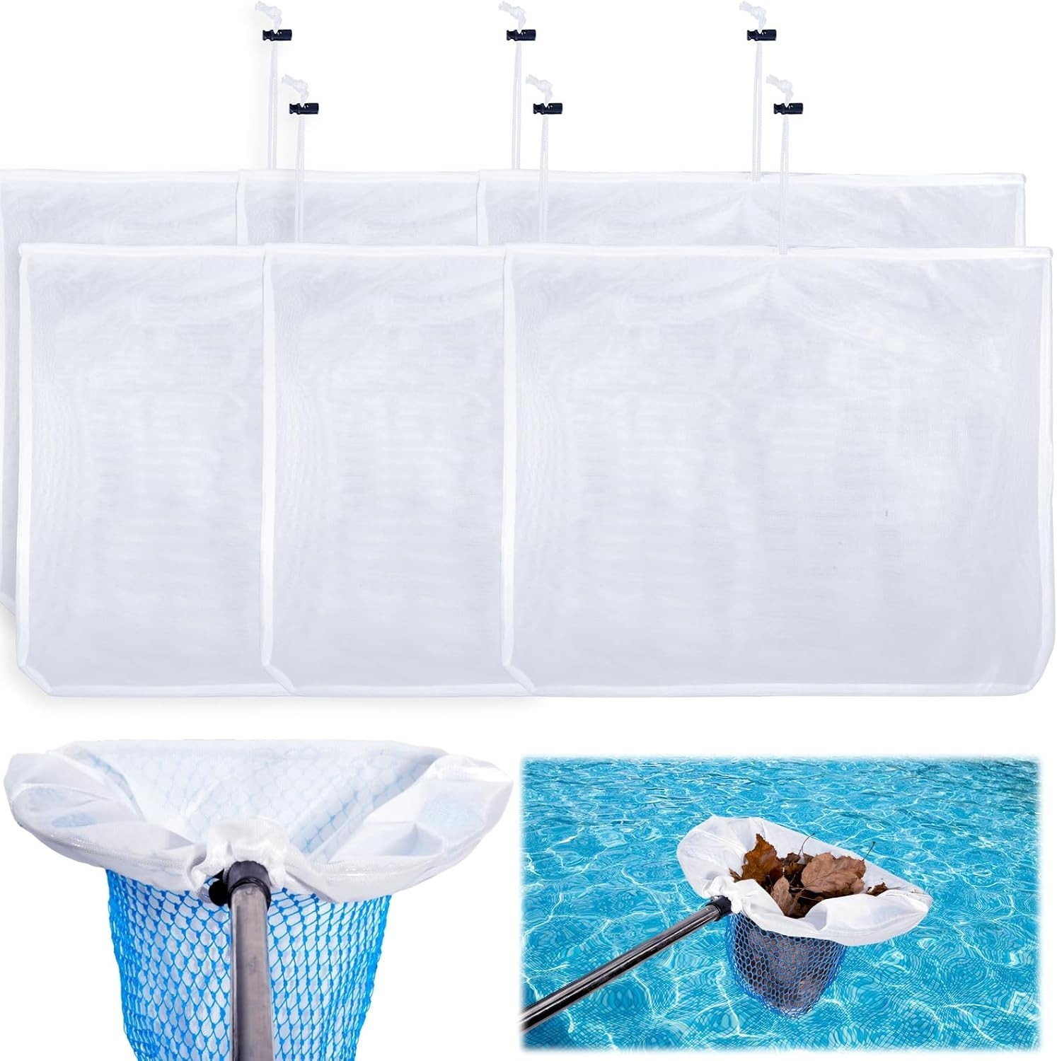 3Pcs Ultra Fine Mesh Pool Skimmer Net Insert,26x22In Adjustable Nylon Replace…