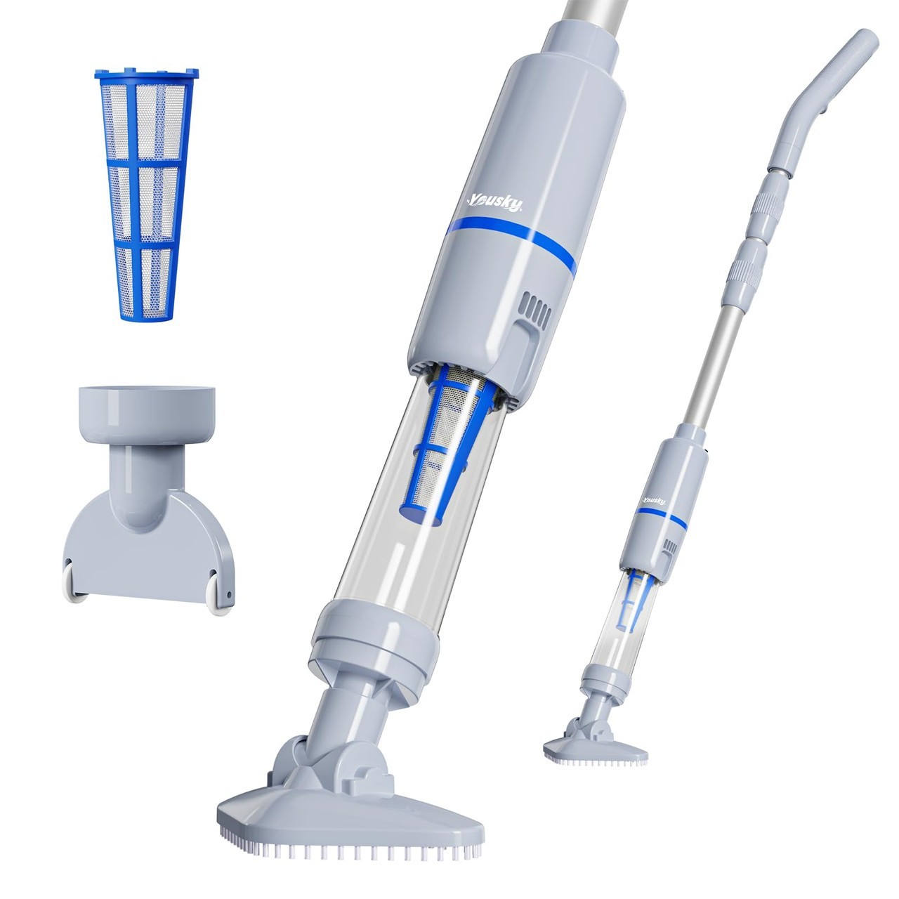 Handheld Spa Hot Tub Vacuum, Cordless Spa Vacuum Cleaner with 2 Brush Heads and