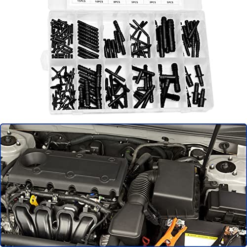 VIKKSAER 128Pcs Vacuum Hose Automotive Vacuum Line Connectors Nylon Tee