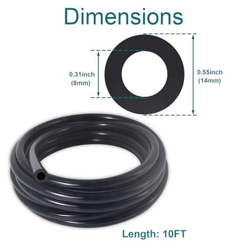 Vacuum Hose Automotive, 10 FT 5/16 Inch ID Silicone Vacuum Line, 130PSI Max