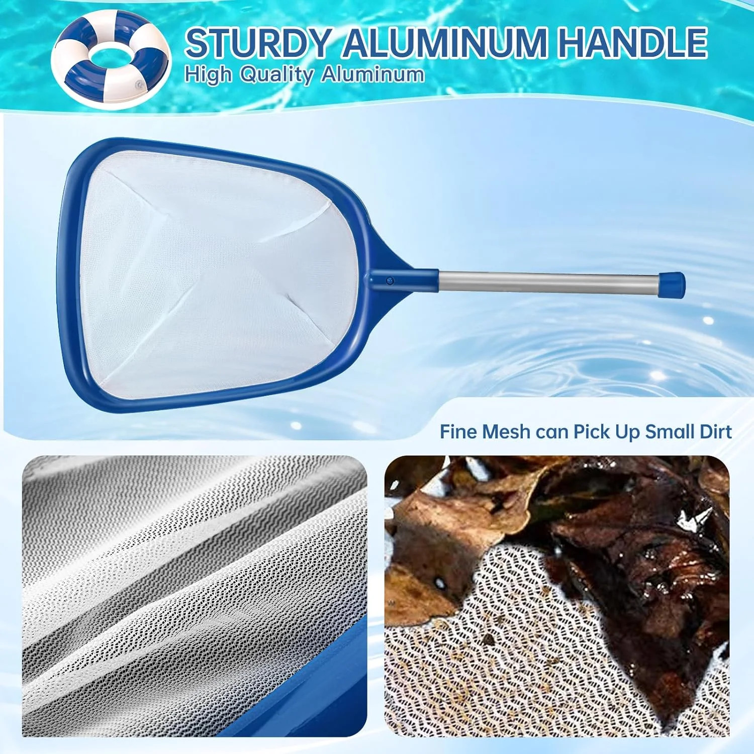 Pool Net, Professional Swimming Pool & Hot Tub Skimmer Net Accessories, Pool Lea