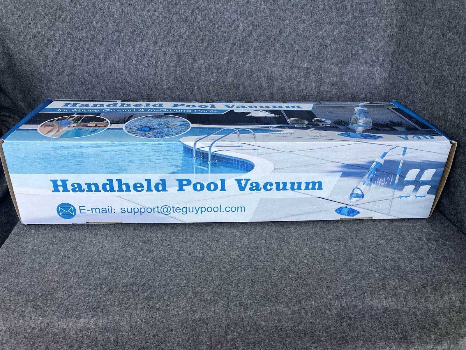 TEGUY V40 Handheld Pool Vacuum 40W 18.5GPM Dual Head for Above/In-Ground Pools