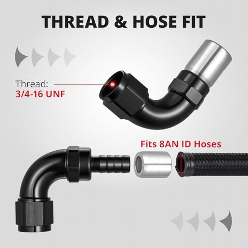 Crimp Swivel Hose End Fitting for CPE Braided Hose 8AN 90 Degree