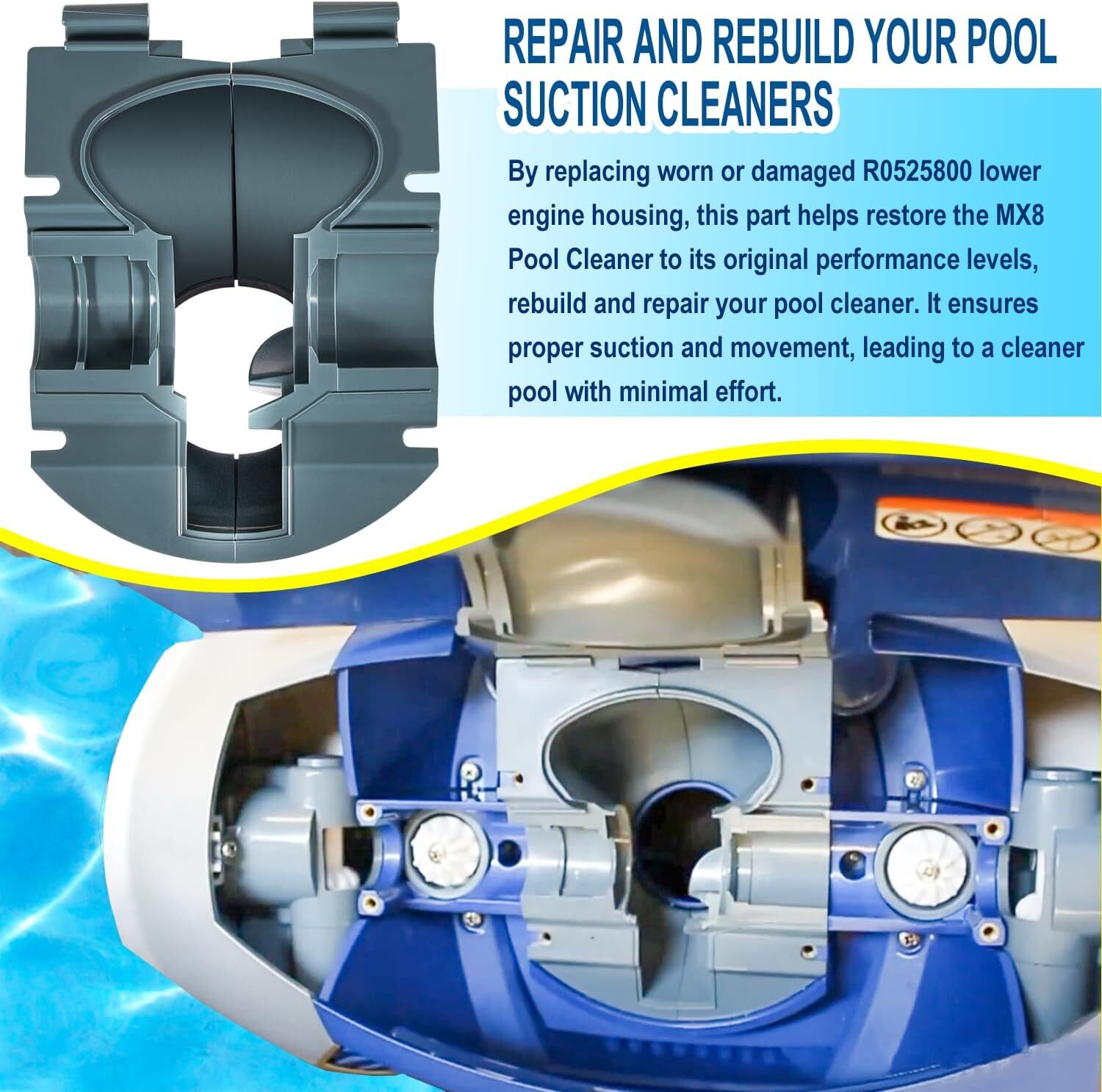 Lower Engine Housing Assembly R0525800 Replace for Zodiac Baracuda MX6 MX8 MX8EL