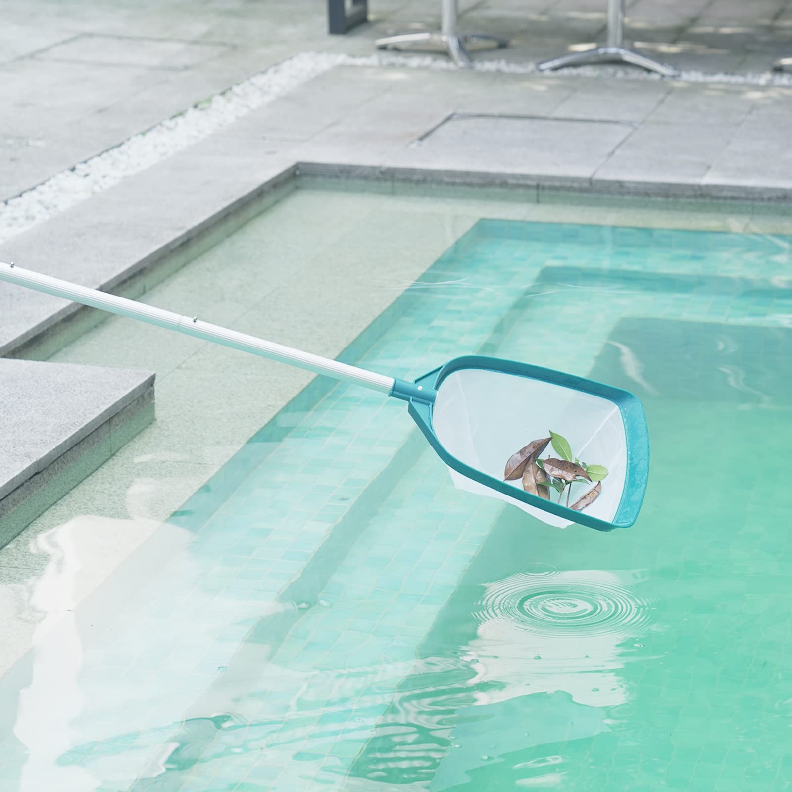 Pool Skimmer Net with Adjustable Pole Leaf Rake for Hot Tubs Spas Fountains