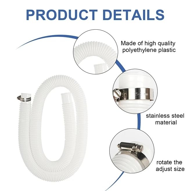 Pool Filter Pump Hose for Intex 59 inches x 1.25 inches, White