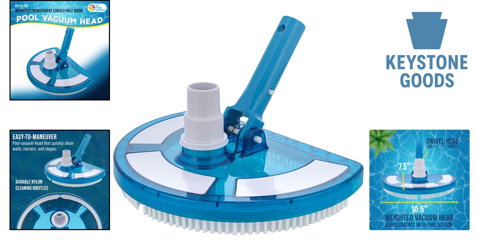 Blue Weighted Pool Vacuum Head for Inground & Above Ground Pools
