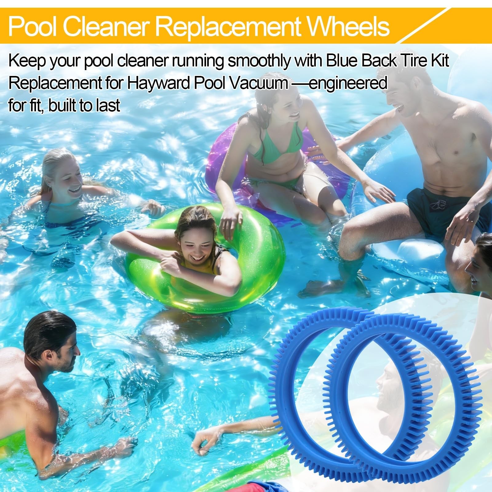 Pool Cleaner Tire Combo Kit for Vacuums – Front & Rear Tires (2pcs Each)