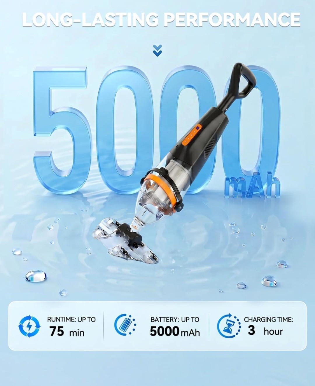 Wireless Remote Pool Vacuum, Cordless Pool Vacuum for Above Ground & Inground Po