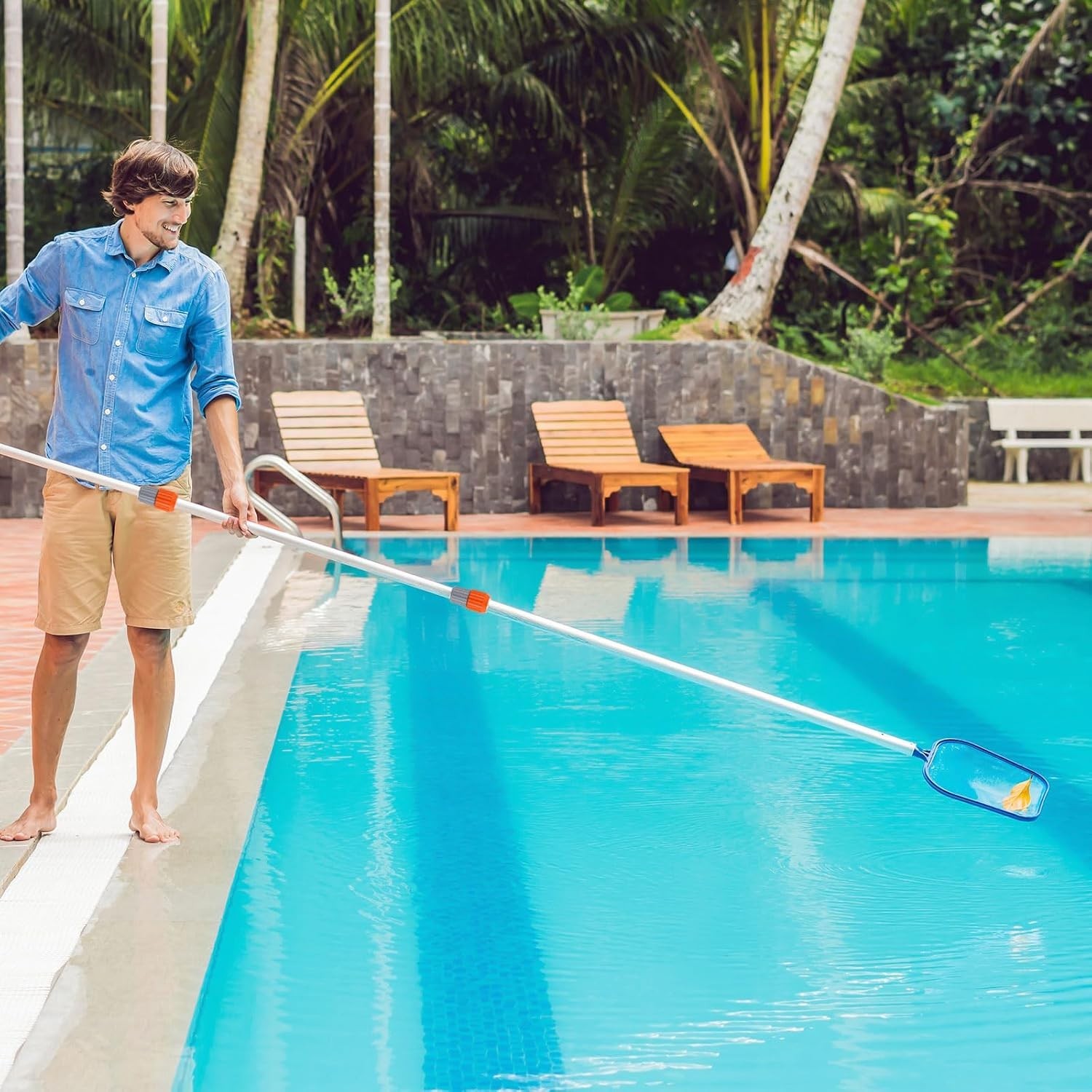 Universal Fit 16 ft Telescopic Pool Pole – Lightweight and Durable Cleaning Tool