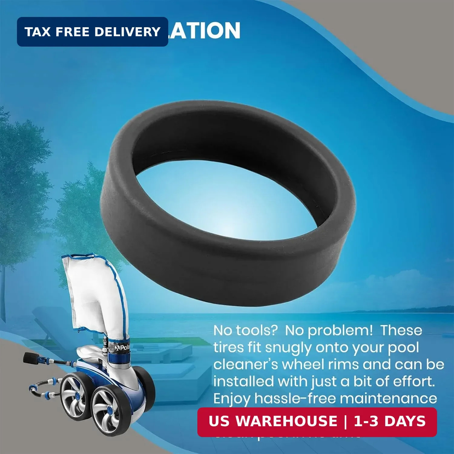 (3-Pack) Calvana Pool Cleaner Tires, 48-232 Replacement Compatible with Zodiac P