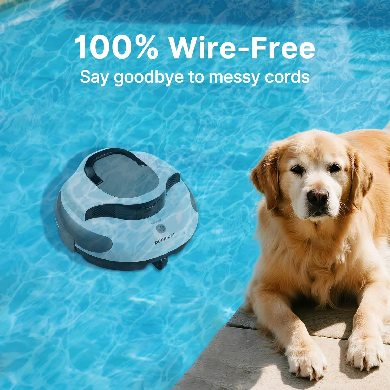 Pool Cleaner, 5000Mah Battery, 100 Minutes Runtime, 1000 Sq Ft Coverage, Automat