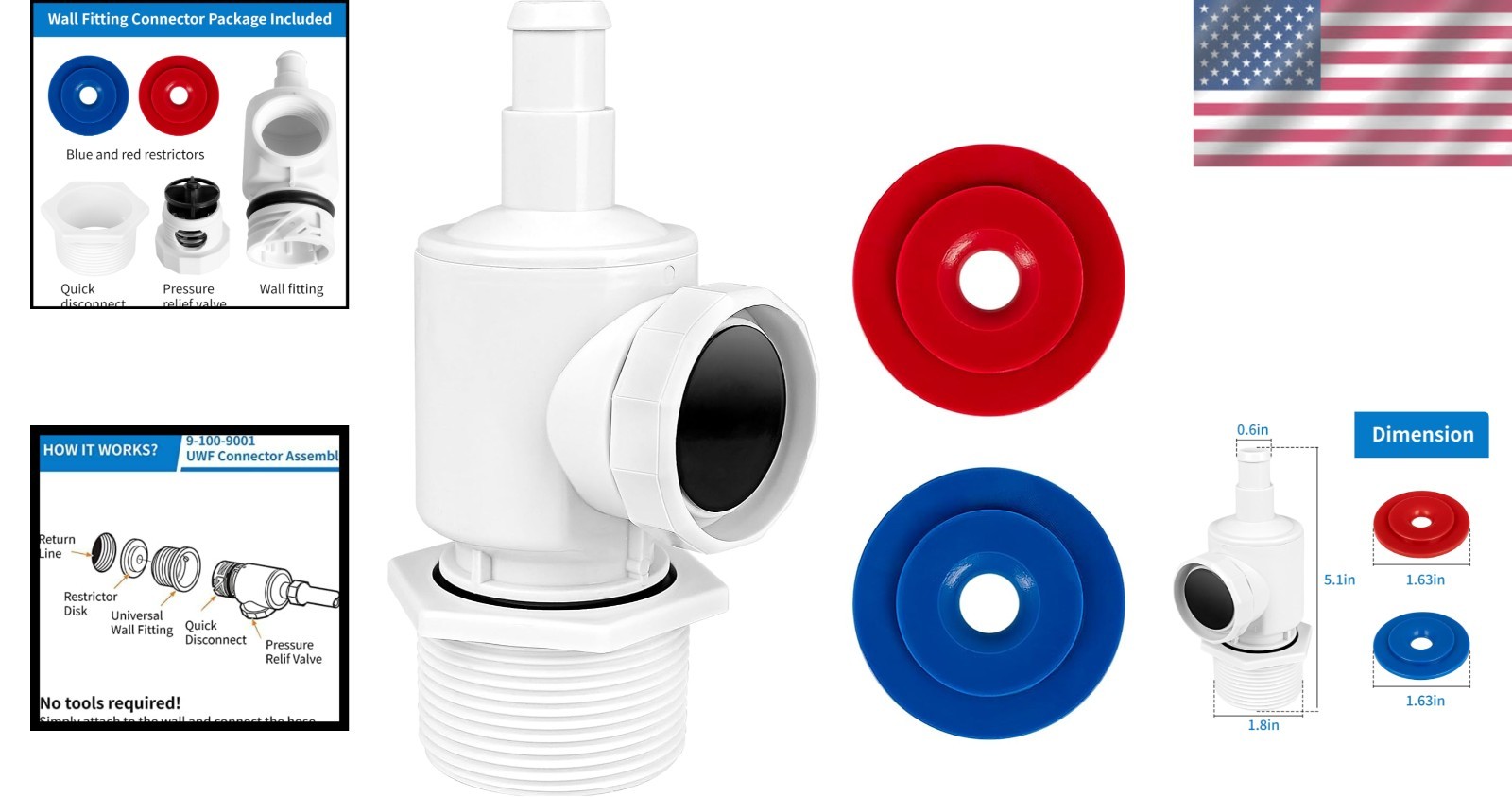 ABS Wall Fitting Connector for Polaris 180/280/380 Vacuum Sweep Assembly