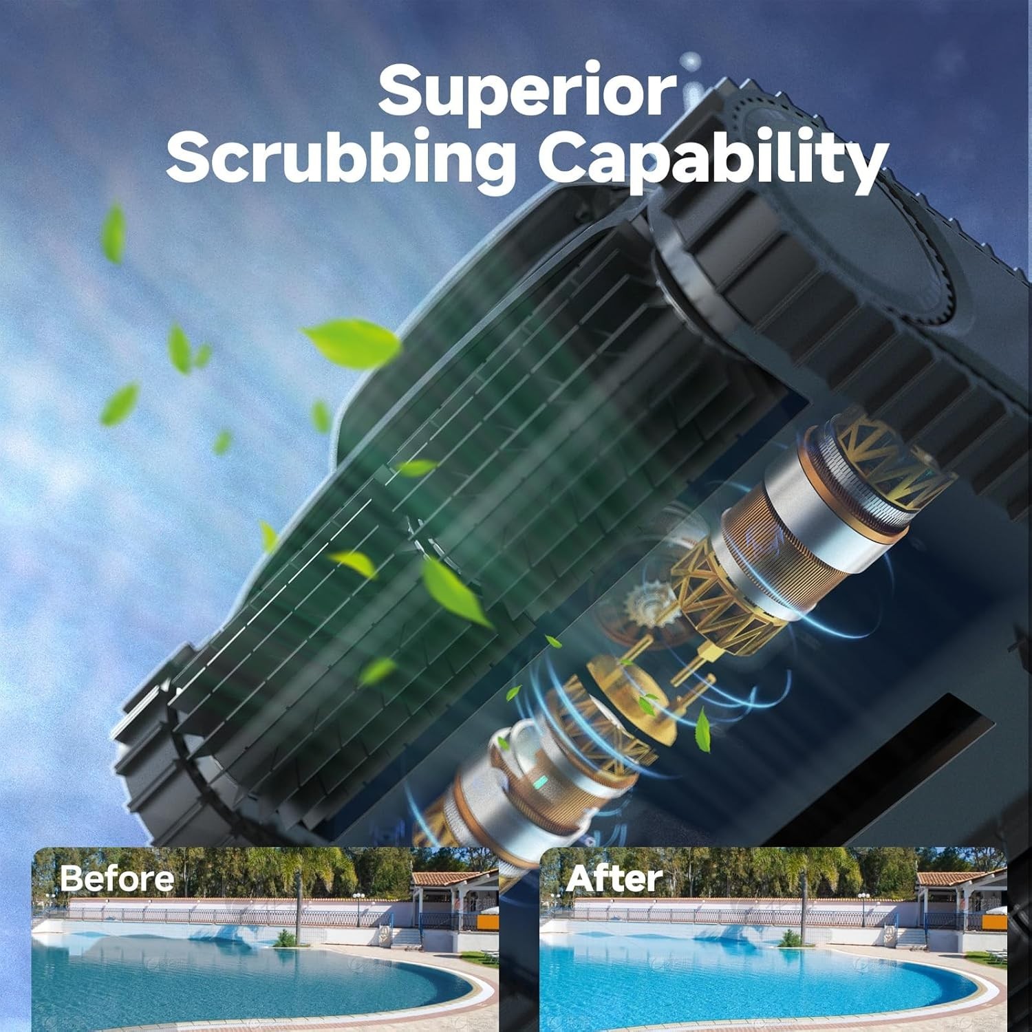 WYBOT M1 Robotic Pool Cleaner | App Control | 300min/4305sq ft | 10,000mAh Brush