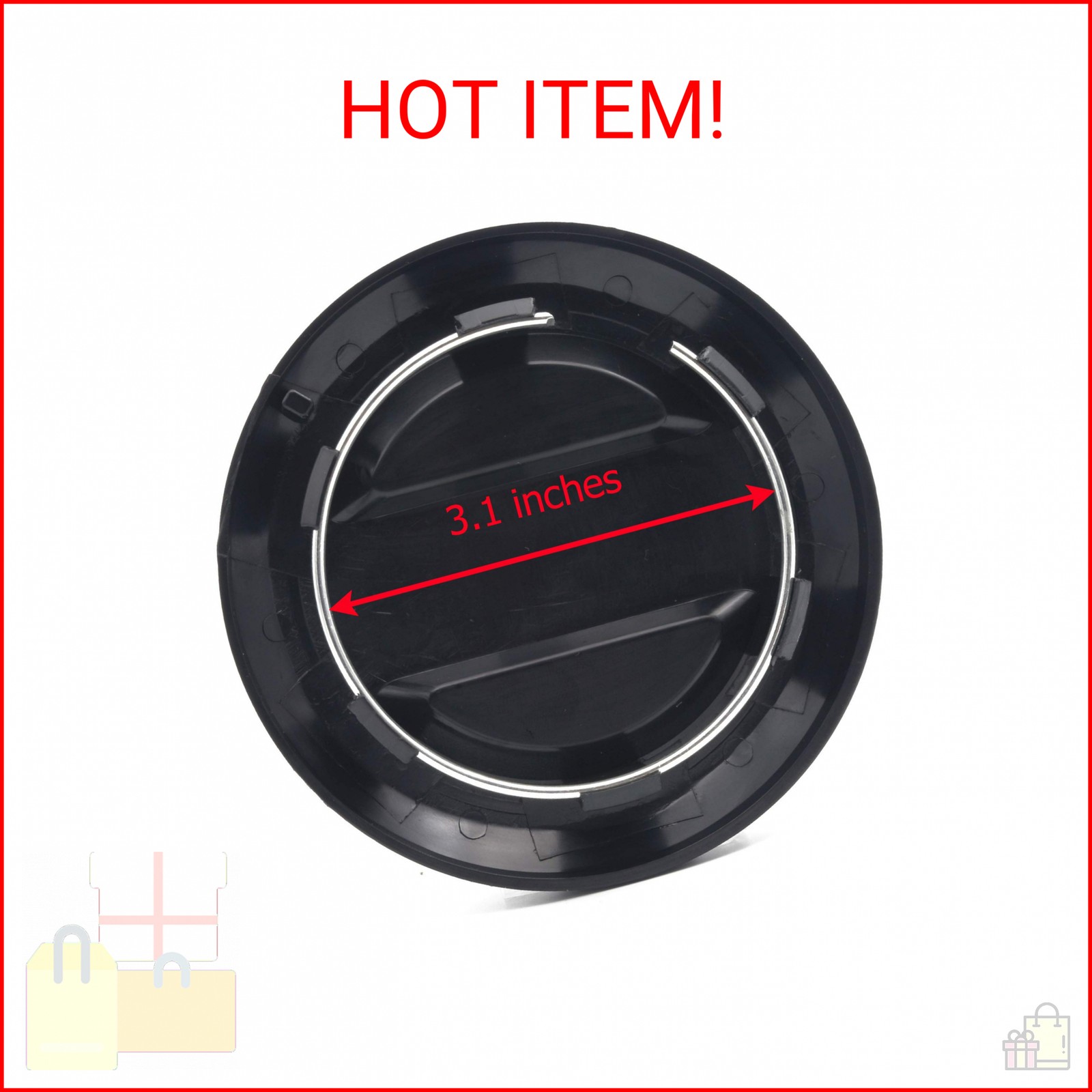 CPOWACE 4pcs Hub Wheel Center Caps Compatible with Polaris RZR, Black Tire Wheel