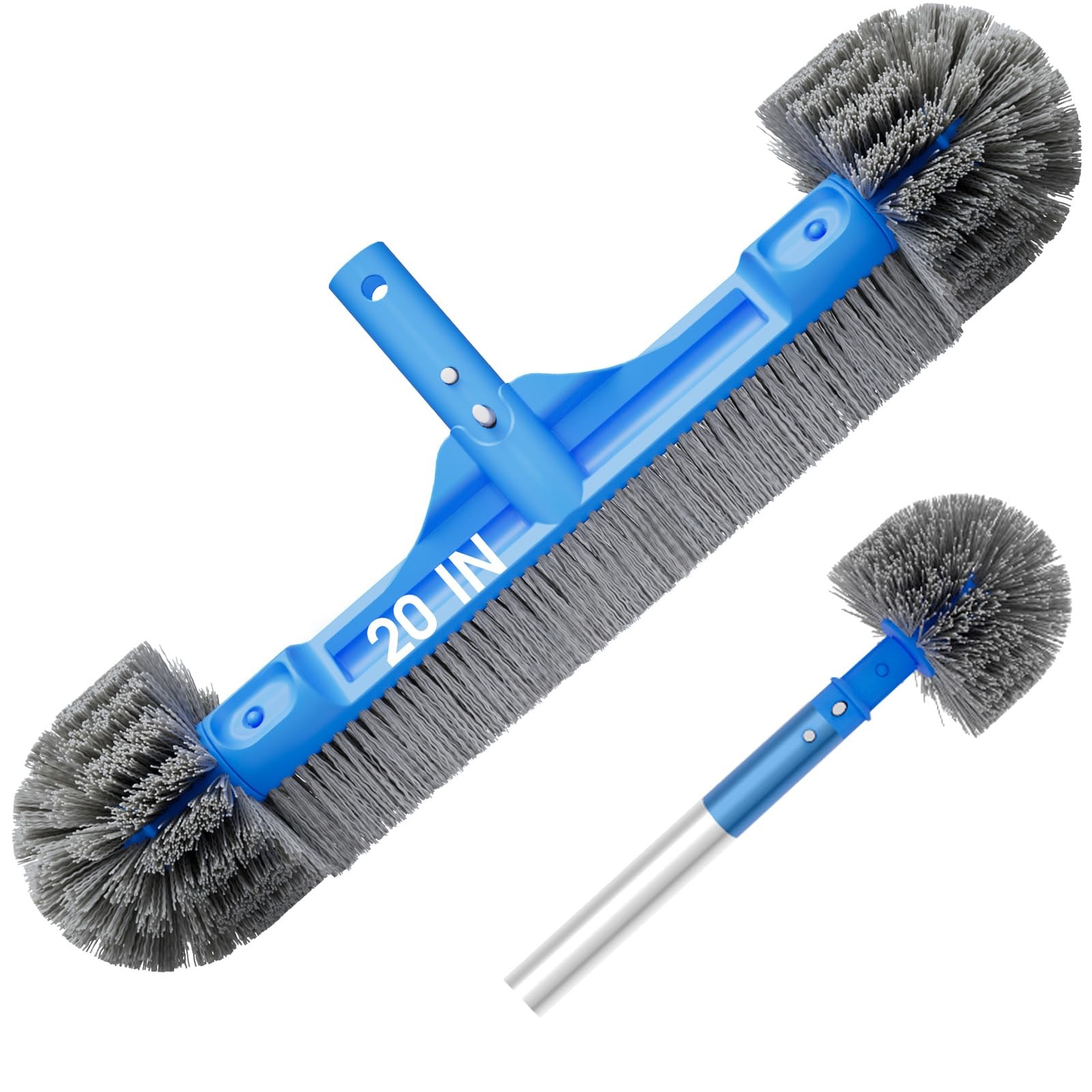 Pool Brush for Cleaning 20 Inch Detachable Round Brush, Blue