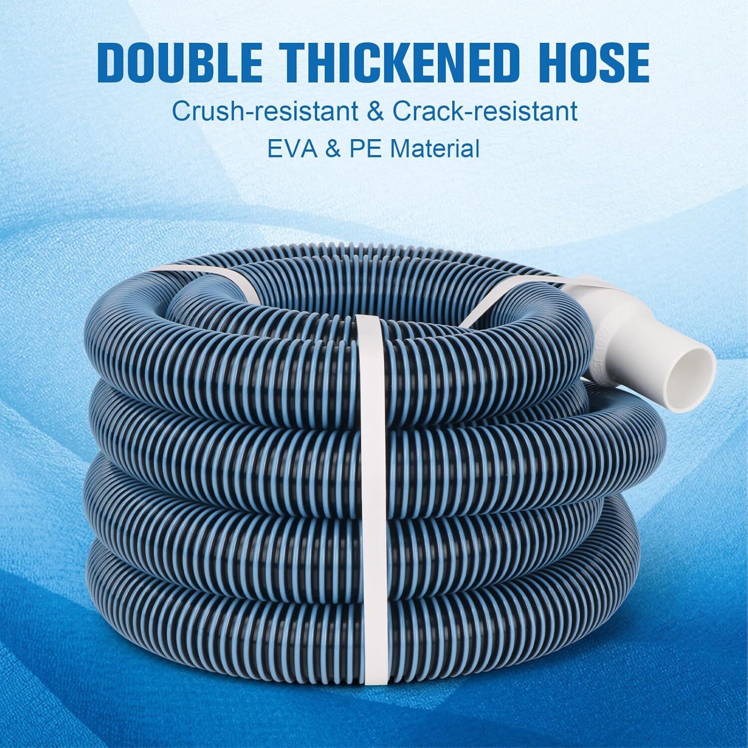 30FT Heavy Duty Pool Vacuum Cleaning Hose with Swivel Cuff 1-1/2&Prime; Diameter