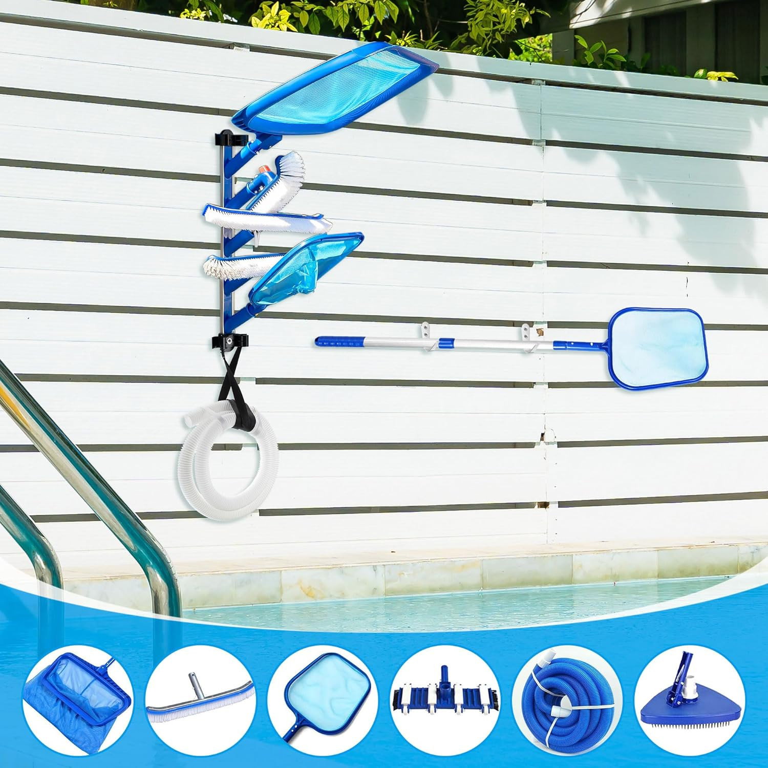 Swimming Pool Accessories Holder, Pool Cleaning Accessory Organizer and Holder R