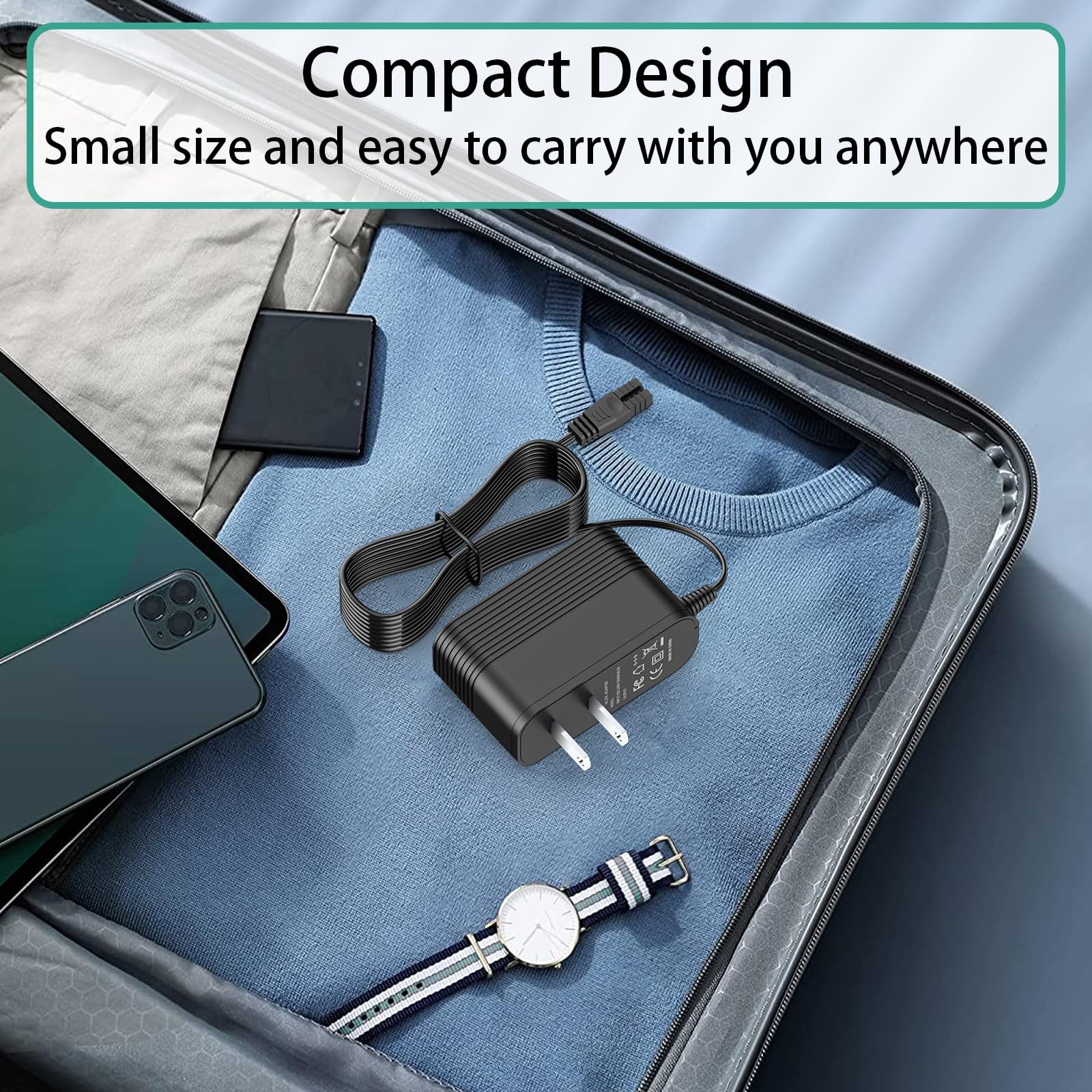12.6V Charger for Wybot Osprey Robotic Pool Cleaner Swimming black
