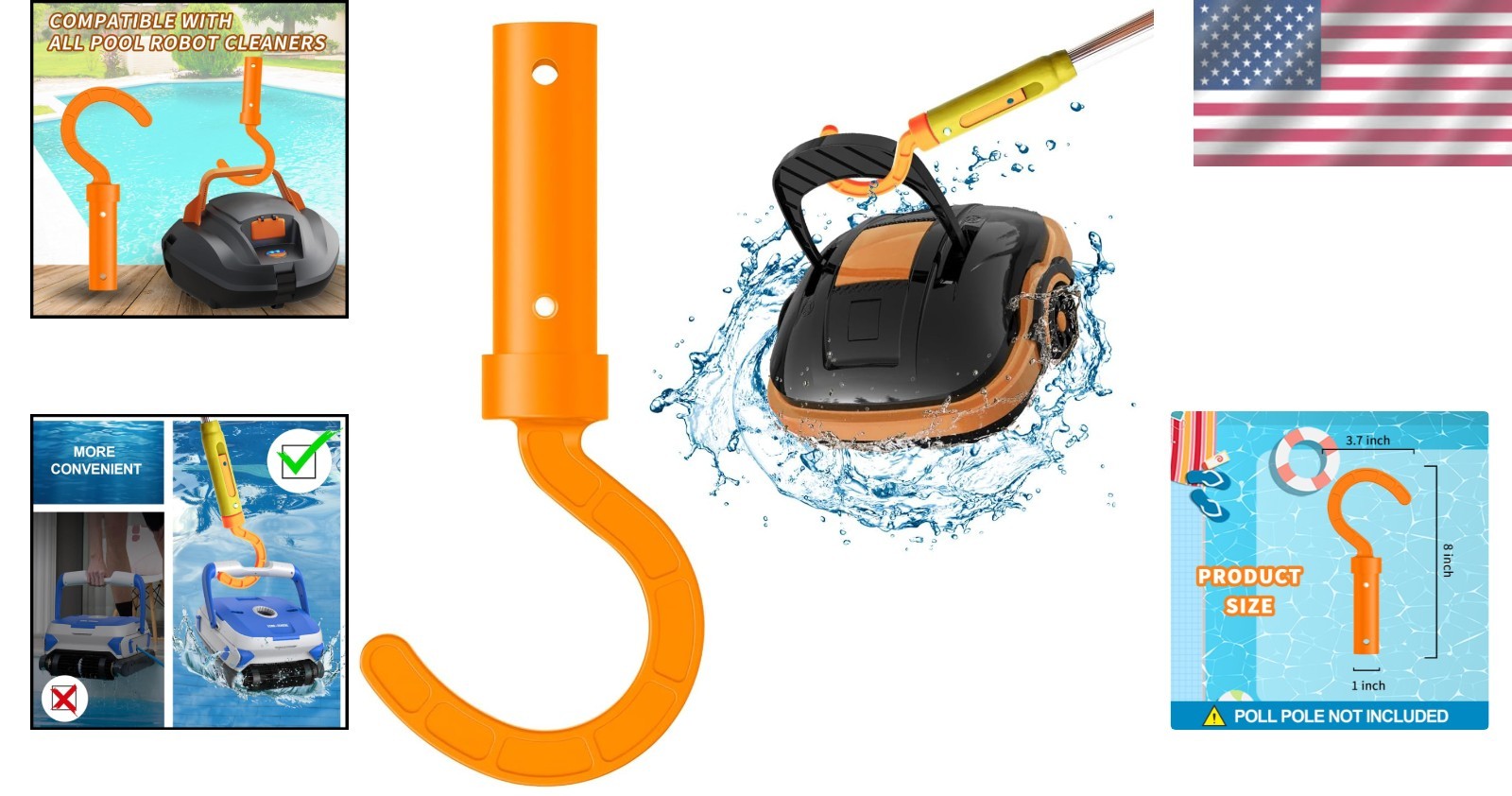 Compact and Lightweight Robotic Pool Cleaner Hook – Perfect Poolside Accessory