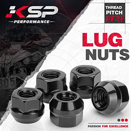 KSP 3/8&Prime;-24 Open Lug Nuts for ATV UTV Studs, 17mm Hex 3/8&Prime;-24-Hex 17mm Black