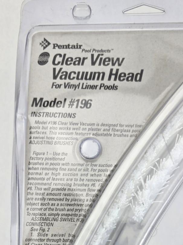 Pentair Clear View Vacuum Brush Head Model 196 Triangle See-Thru Vinyl Liner OK