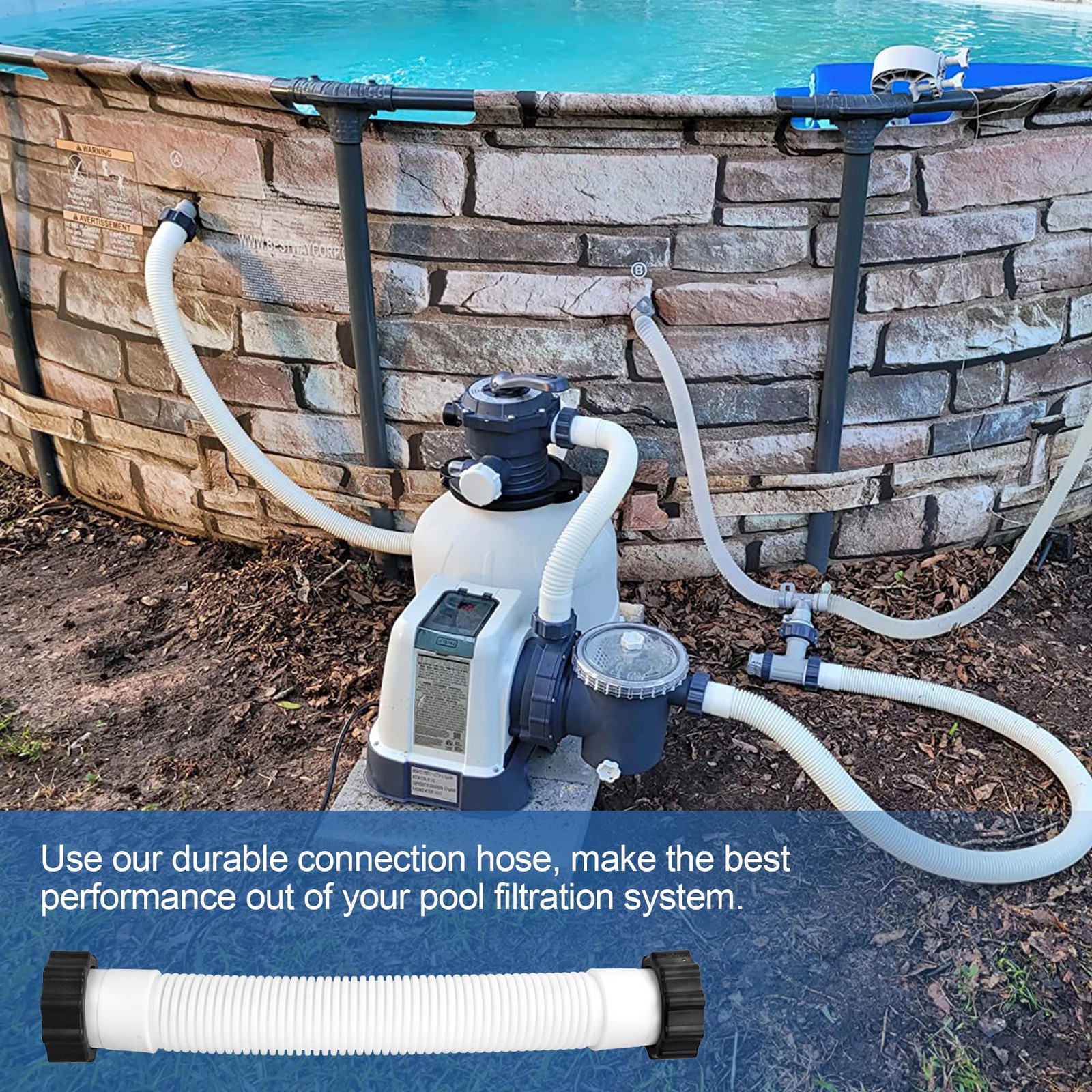 11388 Pool Sand Filter Pump Hose for 14 inches (L) x 1.5 (D), White