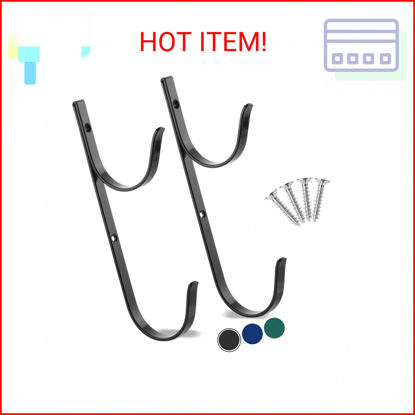 UNCO Pool Pole Hanger – 2 Pack, Pool Equipment Hooks for Poles and Hose, Accesso