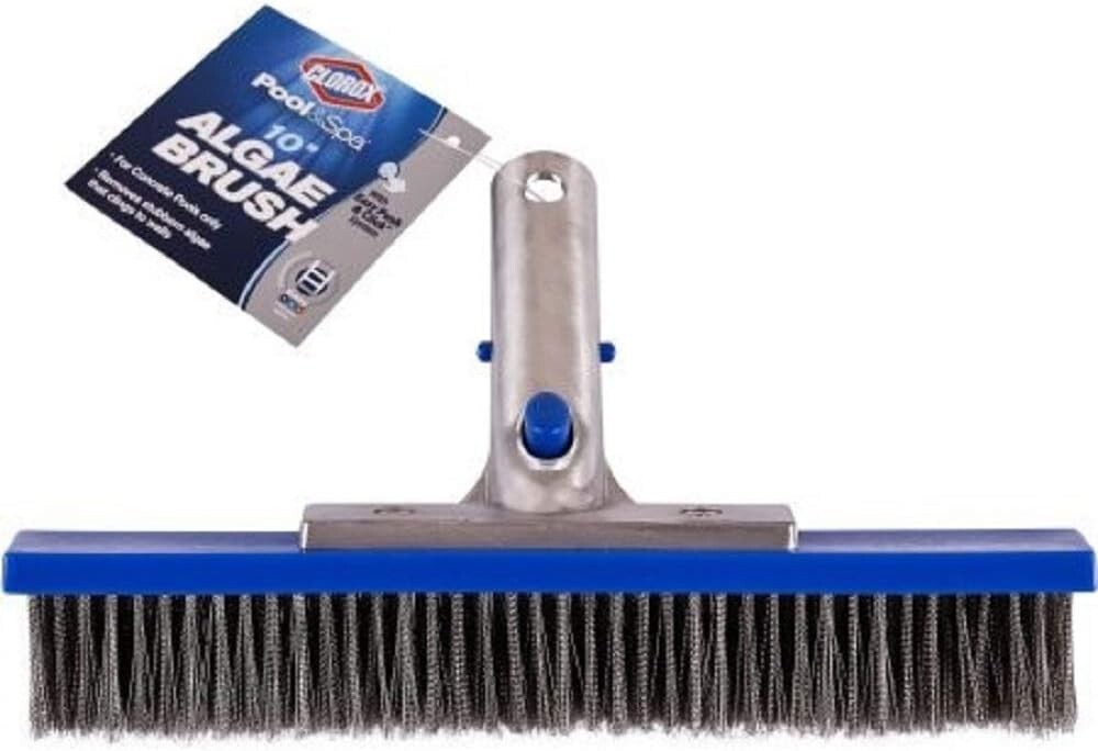 Pool & Spa 10&Prime; Algae Brush with Easy Push & Click System Clorox