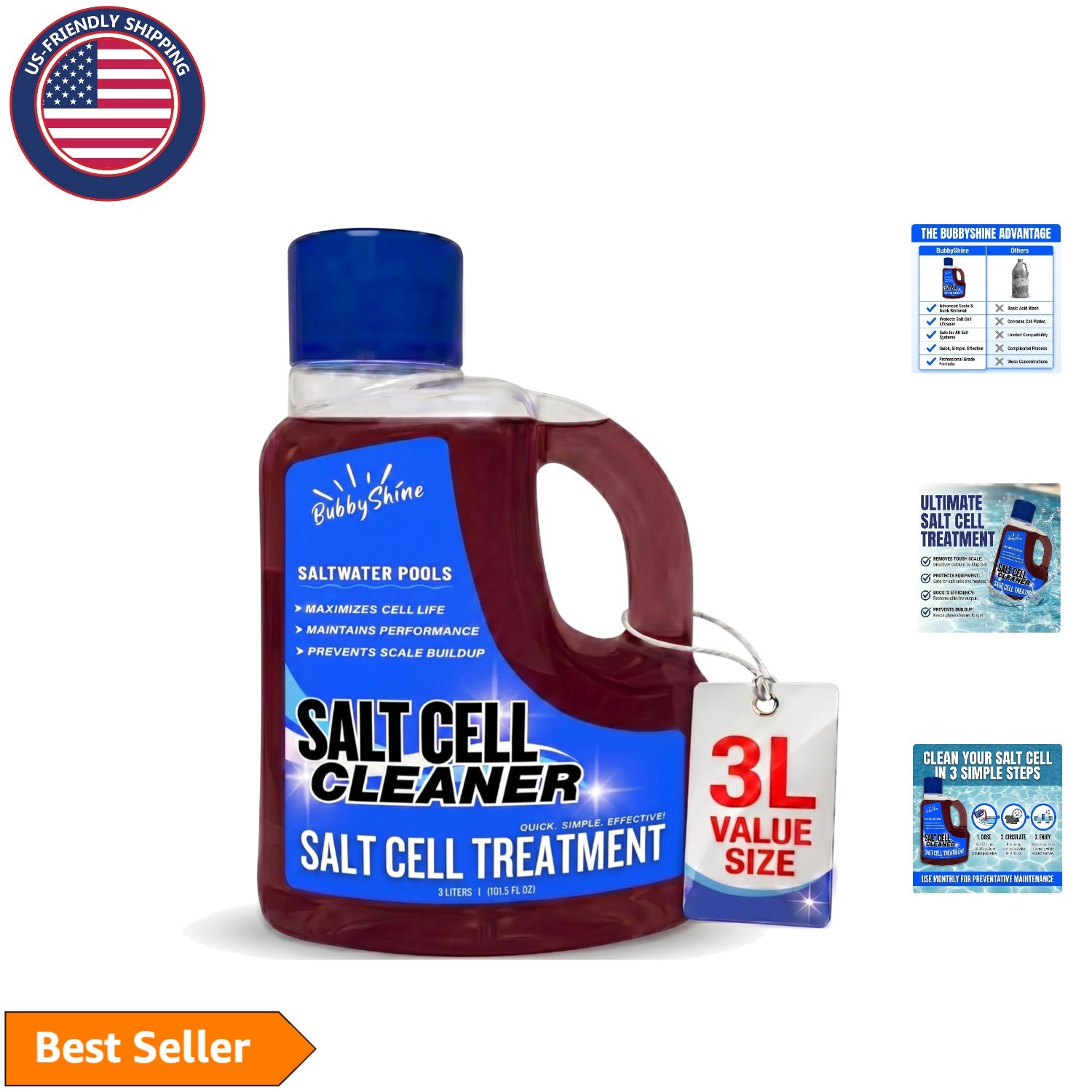 Bubbhyshine 3L Salt Cell Cleaner for Pools – Scale & Mineral Deposit Removal