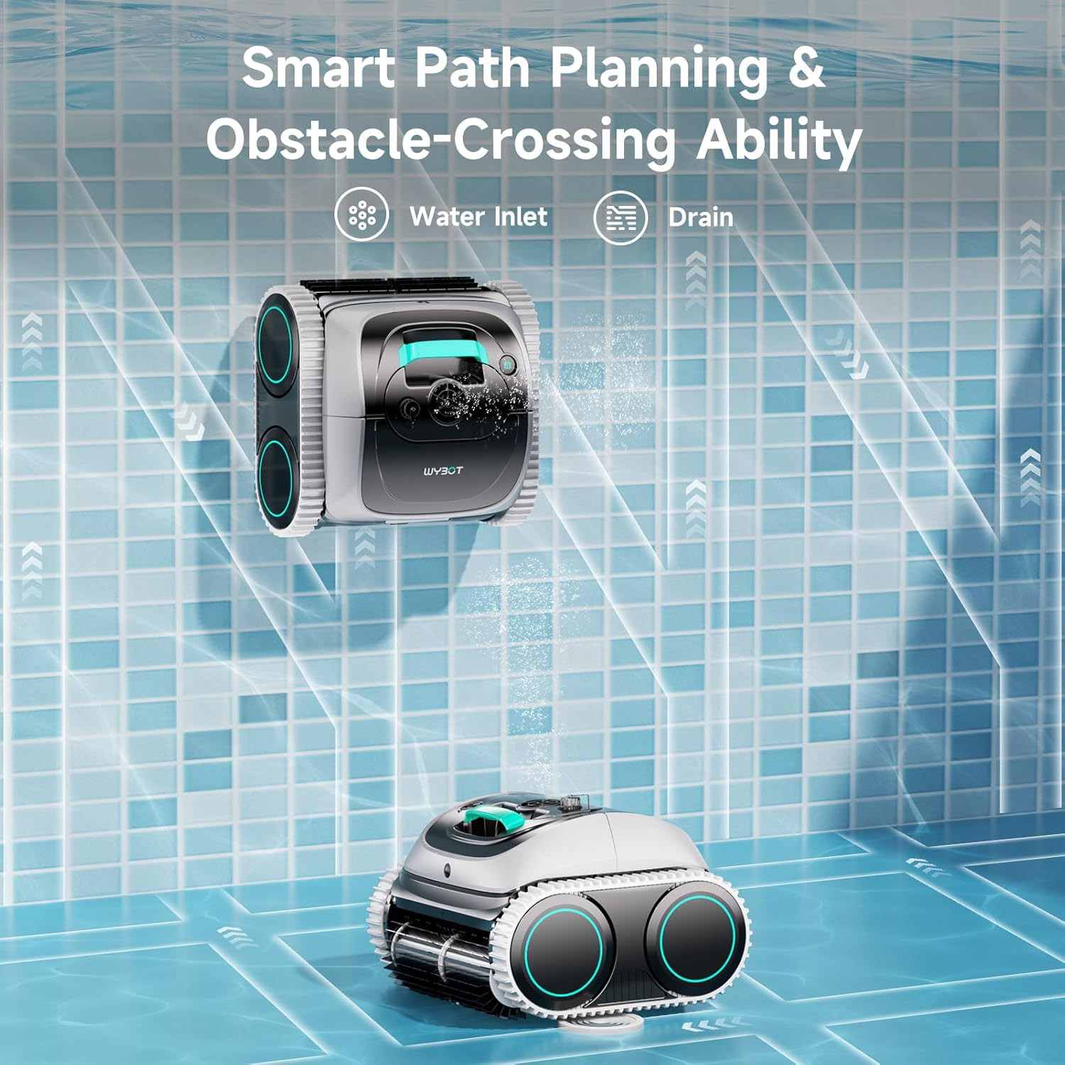 WYBOT C1 Robotic Pool Vacuum for Inground & Above Ground Pool, 4-in-1 Cordless R