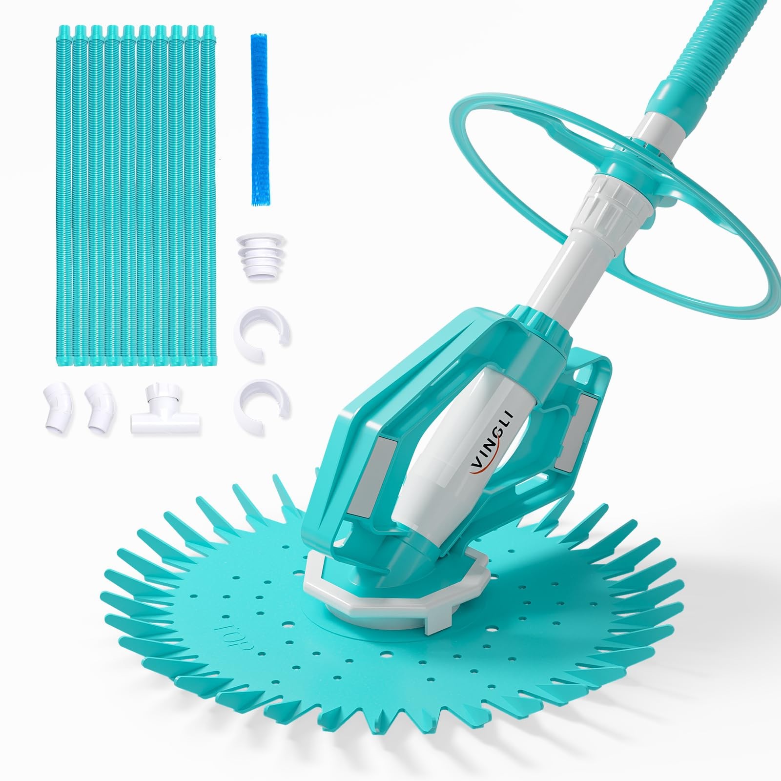 VINGLI Automatic Pool Sweeper Vacuum 33FT Hose Navy/White