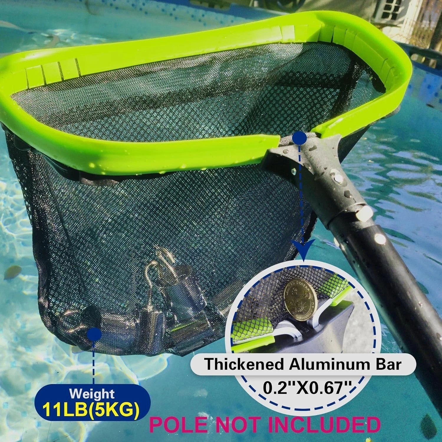 Durable 17.5 » Pool Skimmer Net – Weighted Design for Effortless Debris Removal