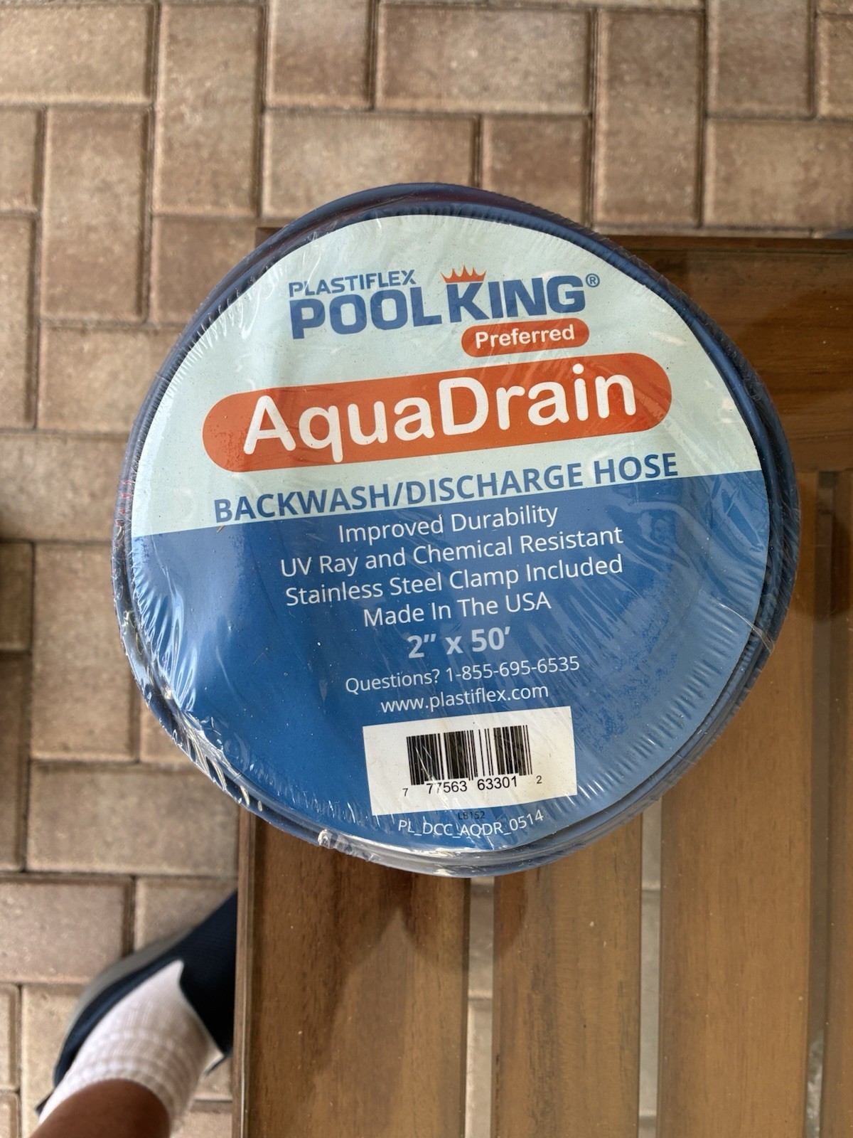 2&Prime; x 50&prime; Heavy Duty Blue Swimming Pool Backwash Hose & Clamp Water Discharge