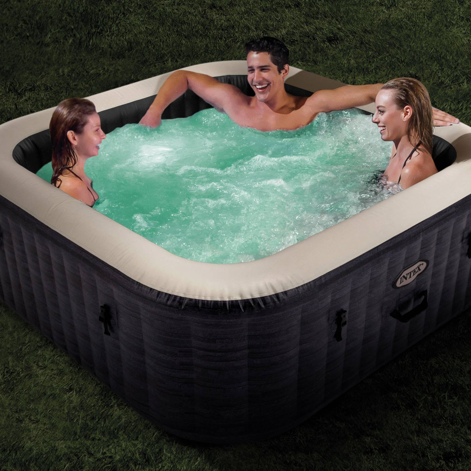 Intex Handheld Pool Vacuum w/PureSpa Plus 4 Person Inflatable Hot Tub, Greystone